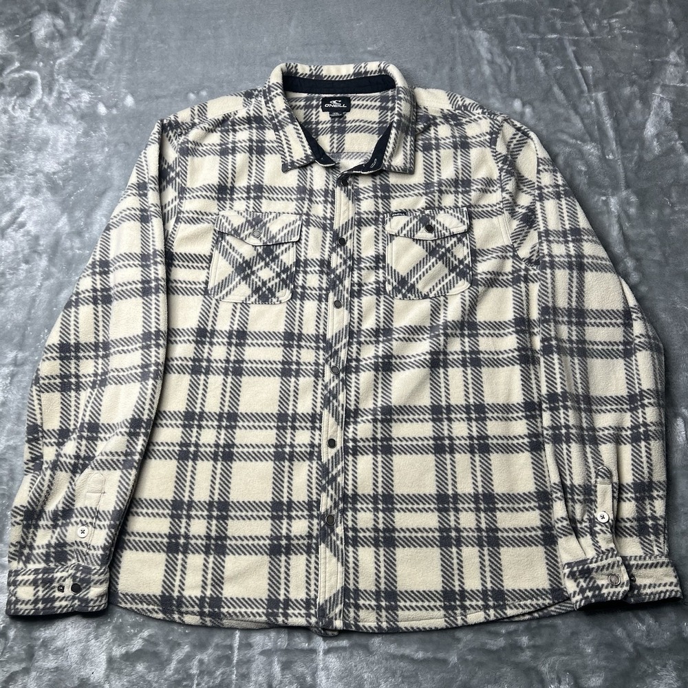 O'Neill Shirt Men Size 2XL Button Up Blue Plaid Flannel Casual Grunge Metal Snap